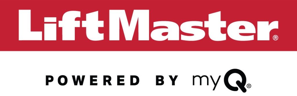 LiftMaster Powered by MyQ logo, representing advanced garage door opener technology.